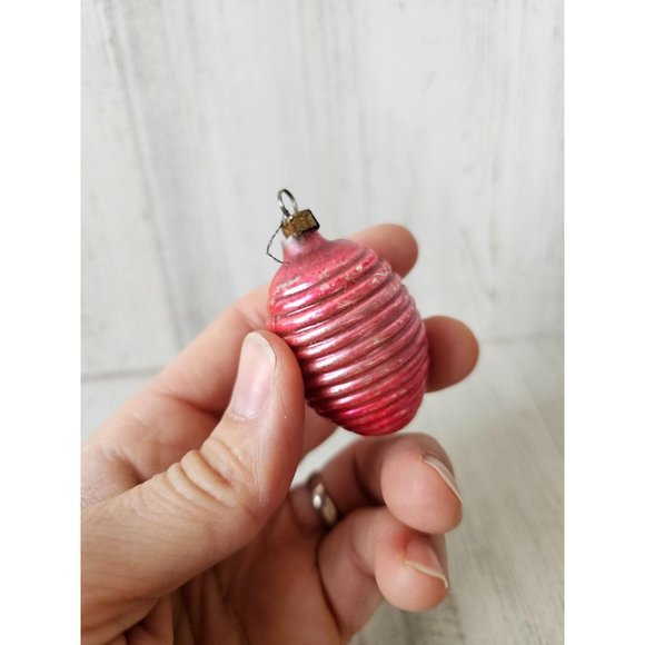 Vintage teardrop flocked red pink mercury glass ornament set Xmas tree - Picture 11 of 13